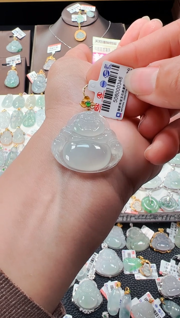 【闪购商品】翡翠吊坠(不含链)18K金镶嵌佛公吊坠346