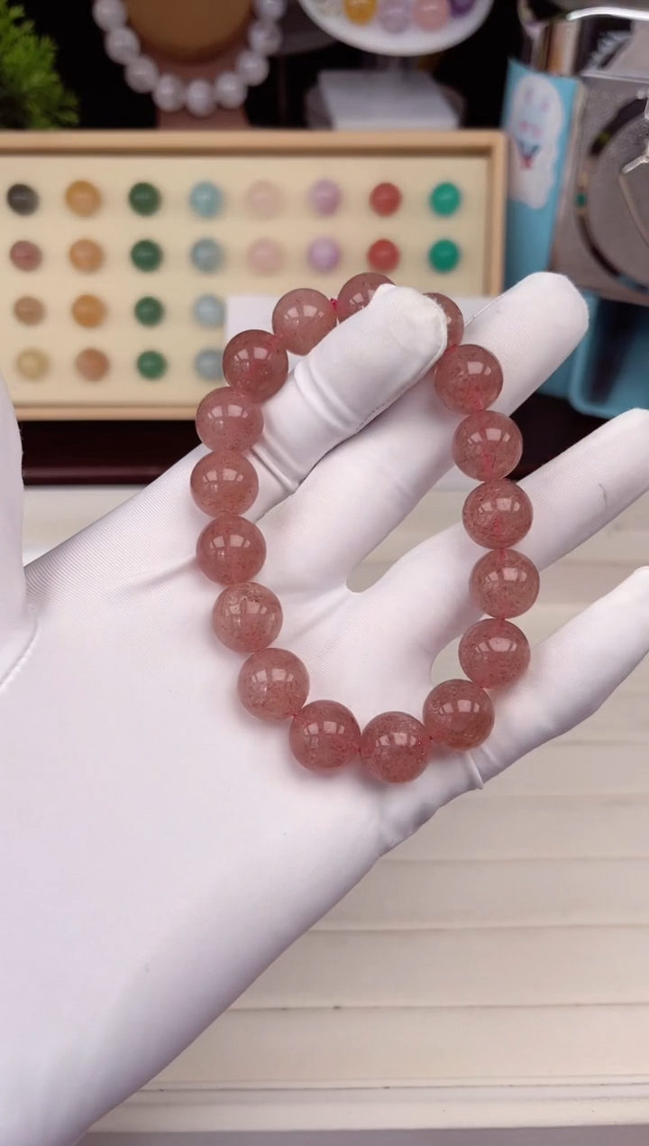 未镶嵌珠宝半成品水晶草莓晶手串