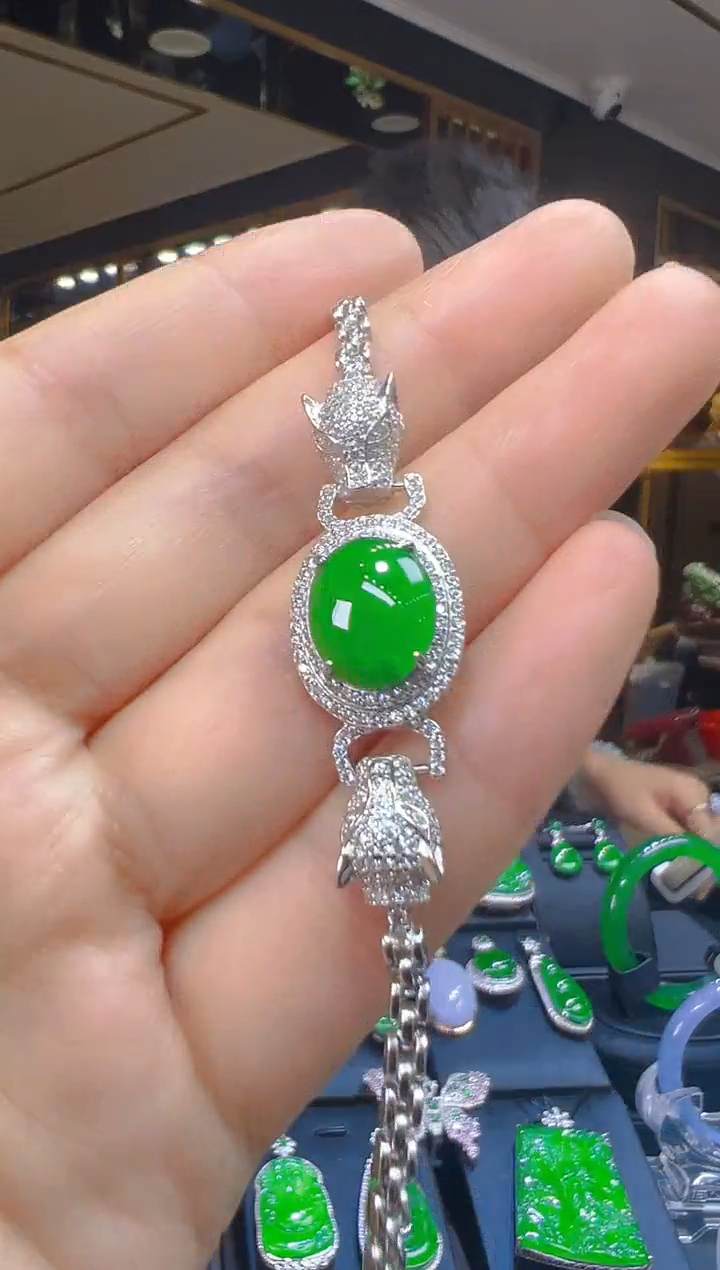 银S925镶嵌手链翡翠068（多样性发其一）