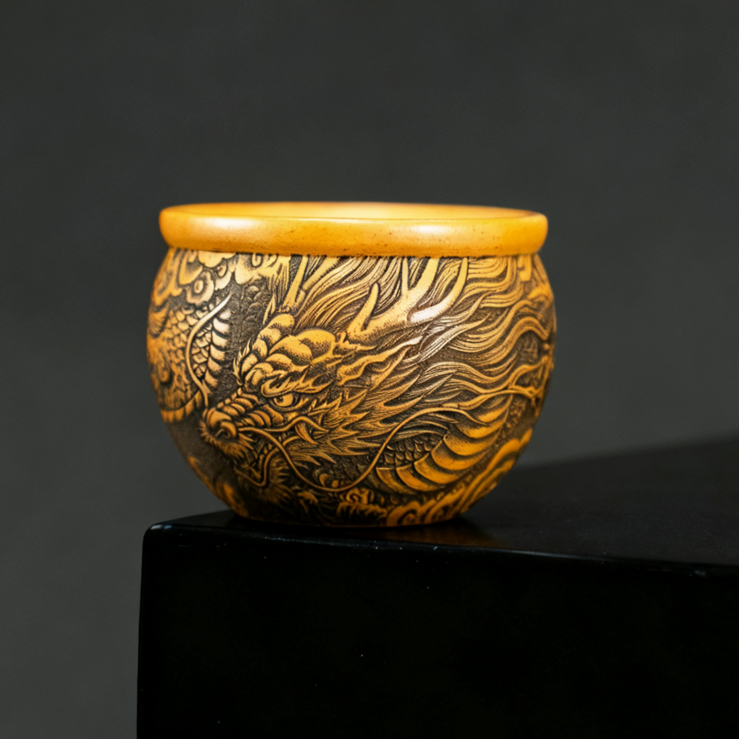 宜兴全手工紫砂原矿黄金朱泥十二生肖刻绘龙纹紫砂杯防烫主人杯