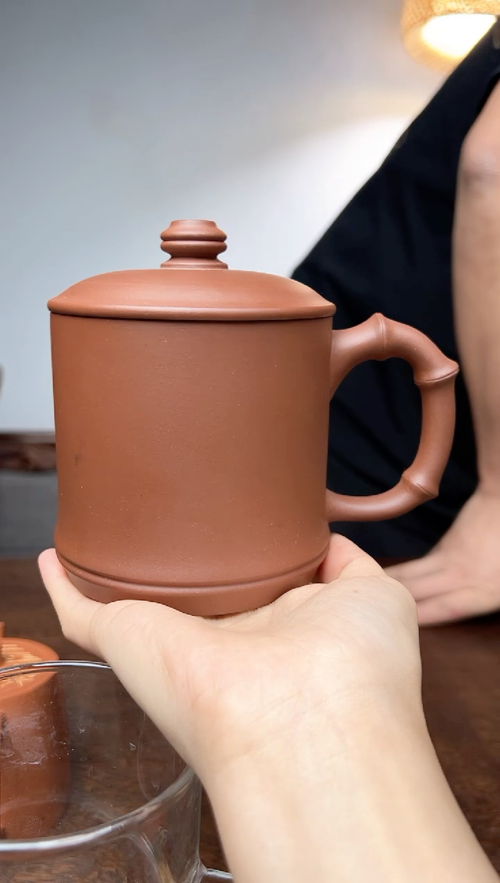 茶壶紫砂竹节盖杯盖杯