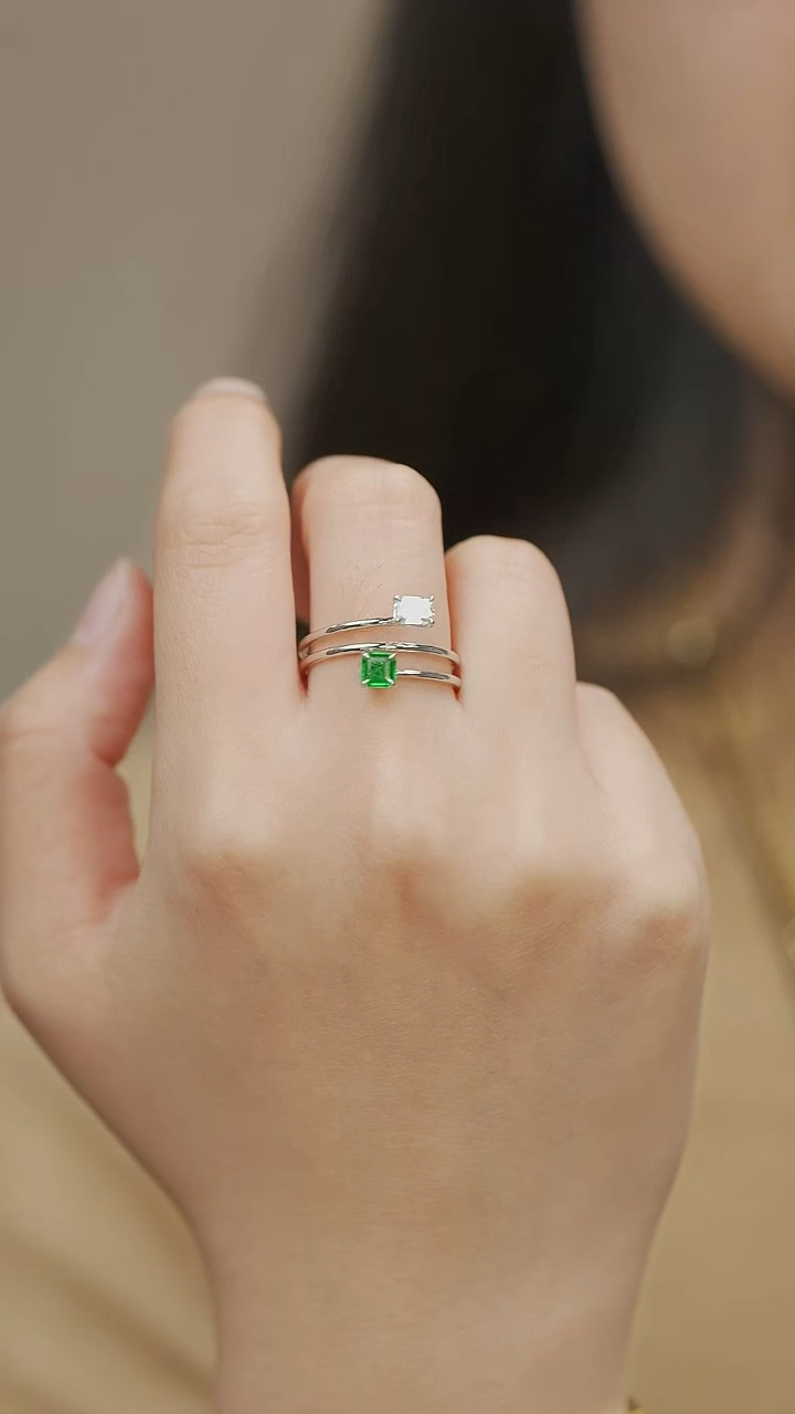 【闪购商品】祖母绿戒指18K金镶嵌0.25ct