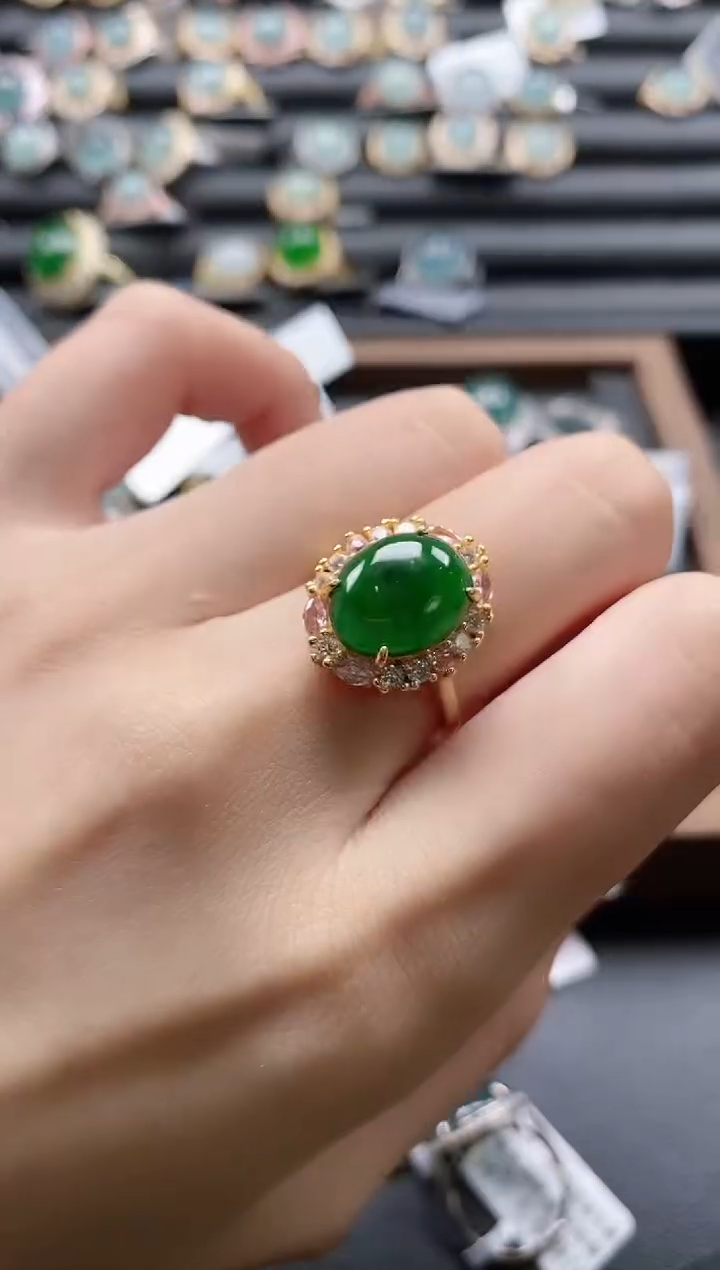 【闪购商品】翡翠戒指银S925镶嵌51511