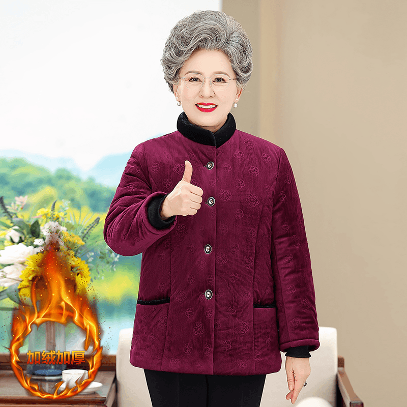 A005奶奶装冬装棉衣加绒加厚7080岁瘦小老太太衣服正装妈妈装老人