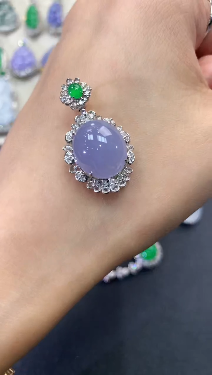 【闪购商品】翡翠吊坠(不含链)18K金镶嵌a122紫货有色差