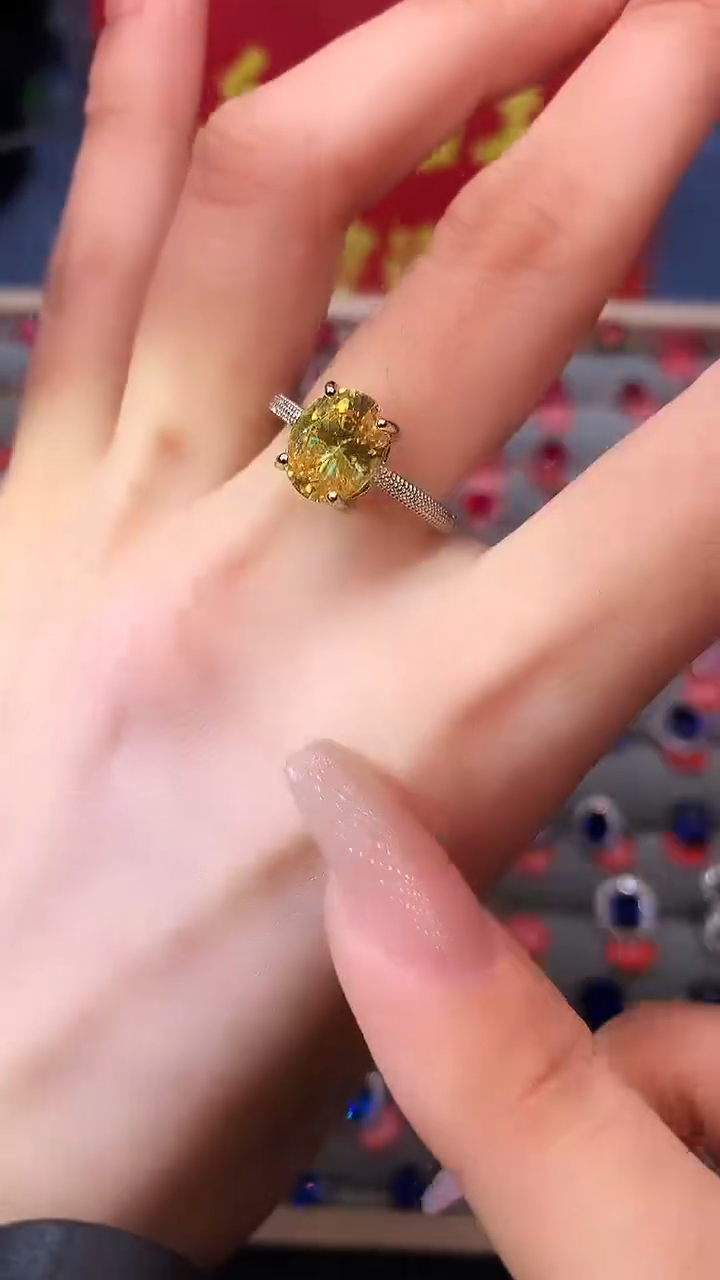 【闪购商品】黄晶戒指银S925镶嵌1111
