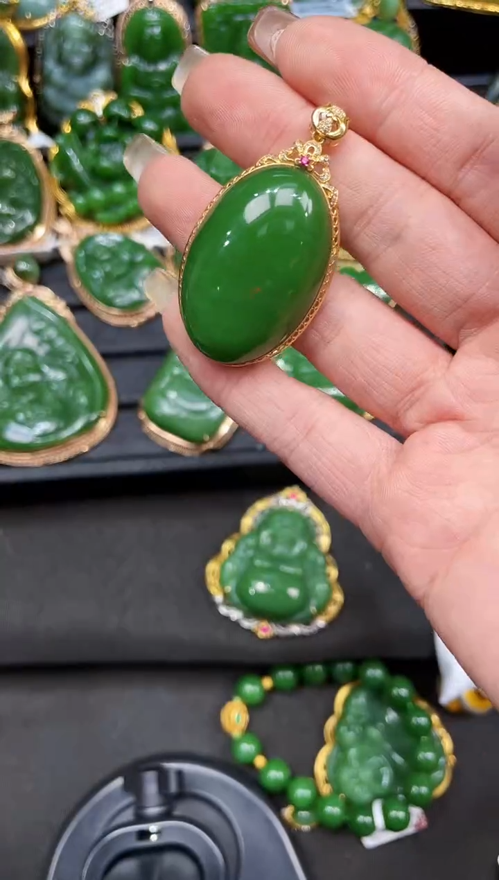 【闪购商品】和田玉吊坠18K金镶嵌Z多样性发一