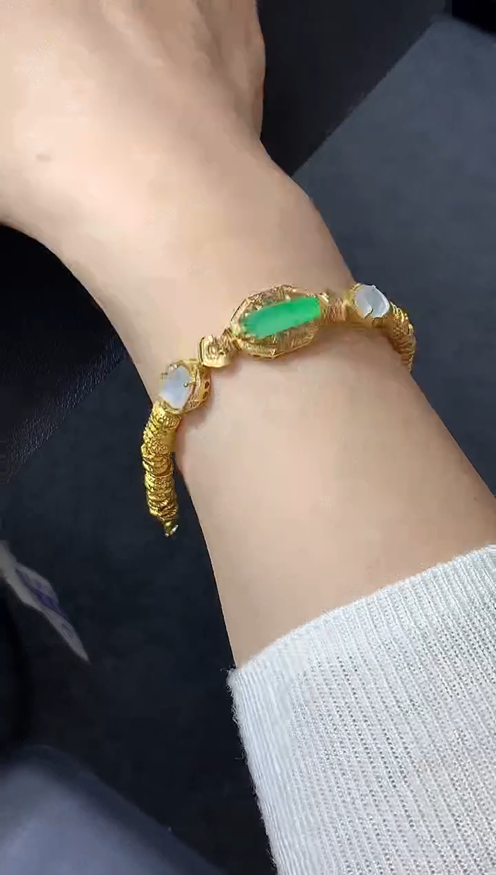 18K金镶嵌手链翡翠665-中国好珍宝