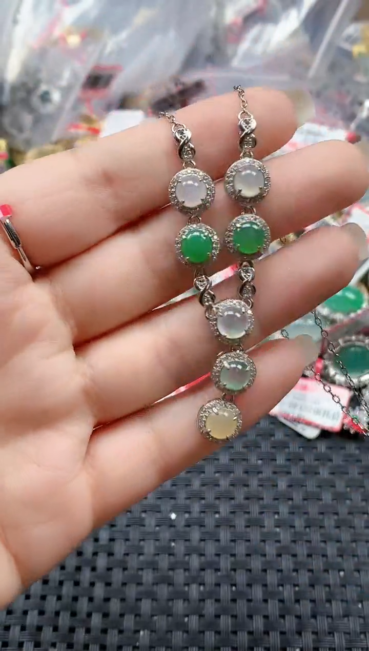 银S925镶嵌戒指翡翠天然A货缅甸翡翠