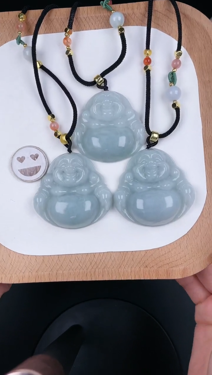 翡翠未镶嵌颈饰LA063翡翠油蓝绿大佛（多样性发其一）