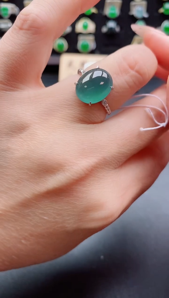银S925镶嵌戒指翡翠1