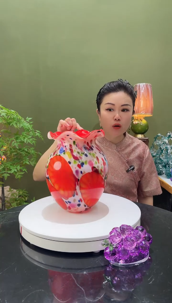 琉璃万彩 花瓶红 