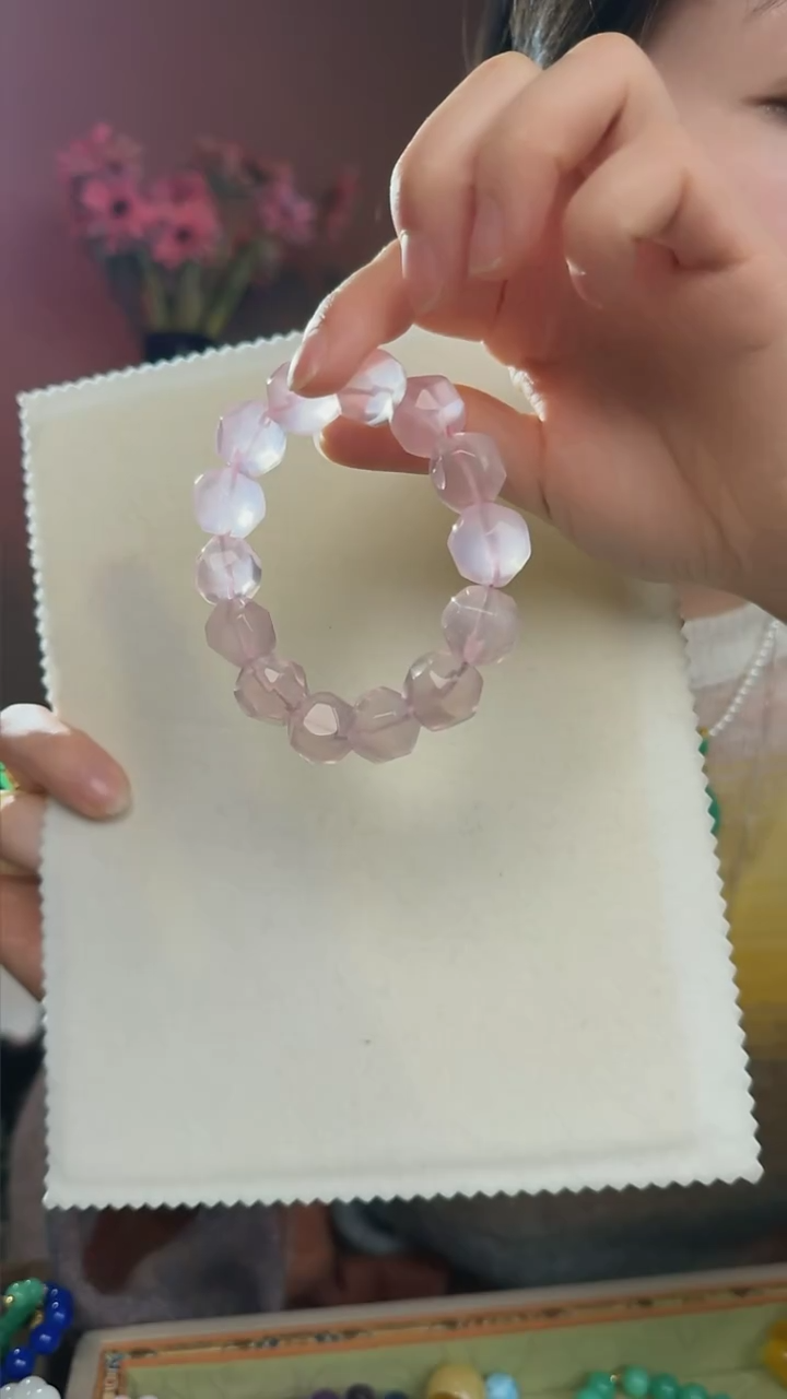 【闪购商品】水晶手串未镶嵌天然莫桑比克粉水晶手串16.5mm