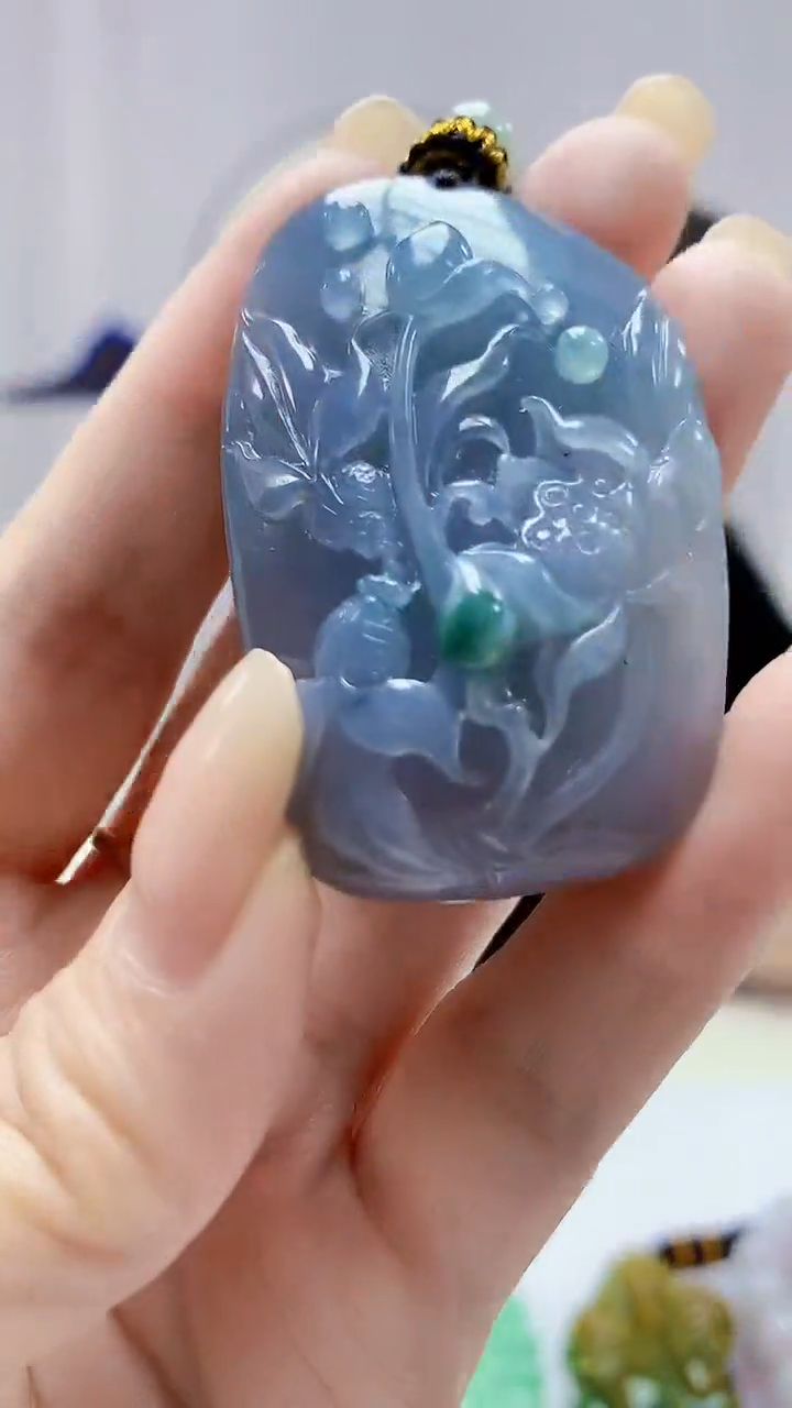 定制翡翠未镶嵌4969DD-毛货挂件93