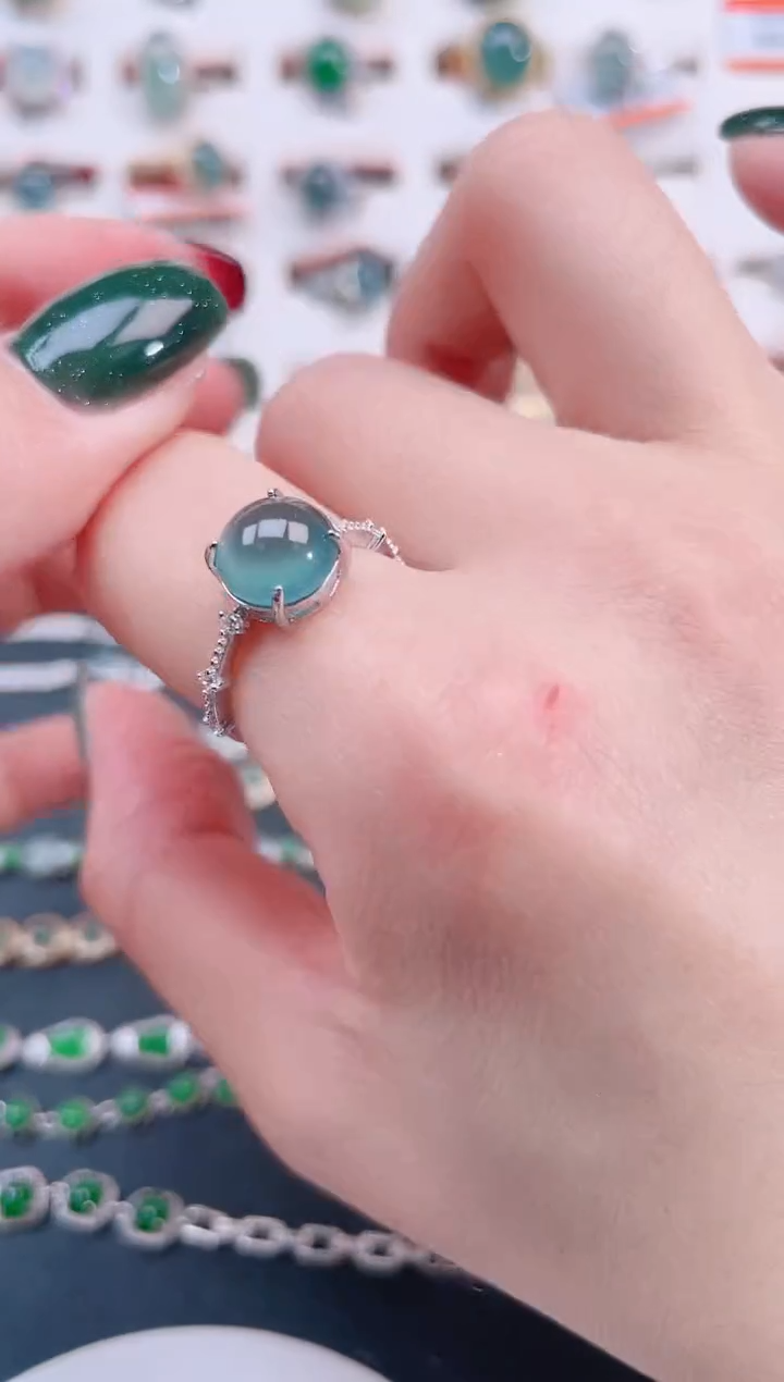 银S925镶嵌戒指翡翠天然翡翠