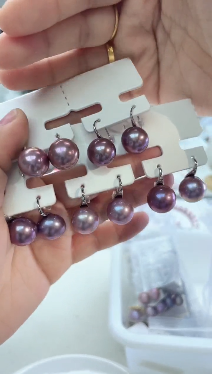 未镶嵌耳饰淡水珍珠紫色系13mm 高跟鞋(多样性发一）
