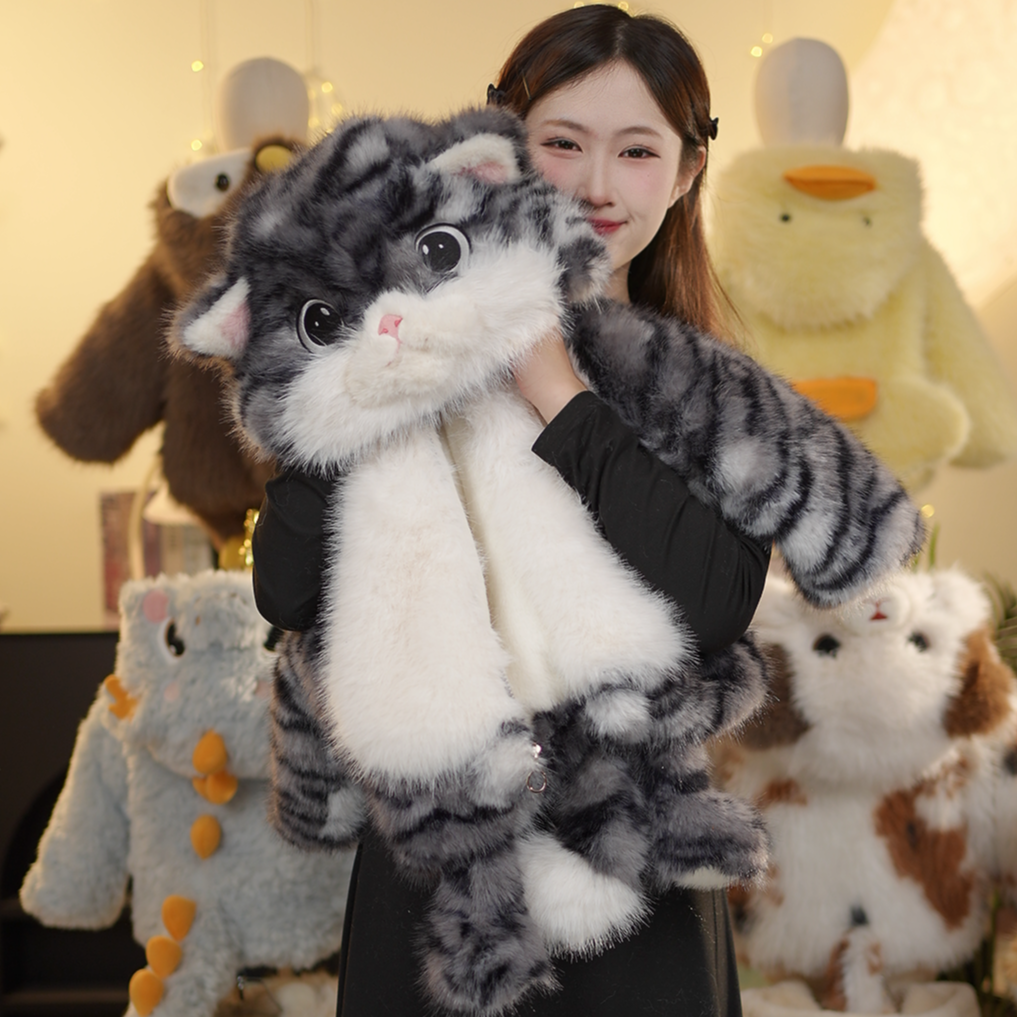 SF亲子儿童冬款毛绒毛茸茸萌宝小虎猫草草冬季保暖短款加厚外套