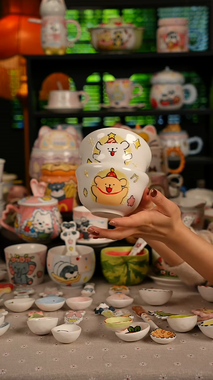 陶瓷无盖款景德镇高温釉下彩纯手绘创意瓷 