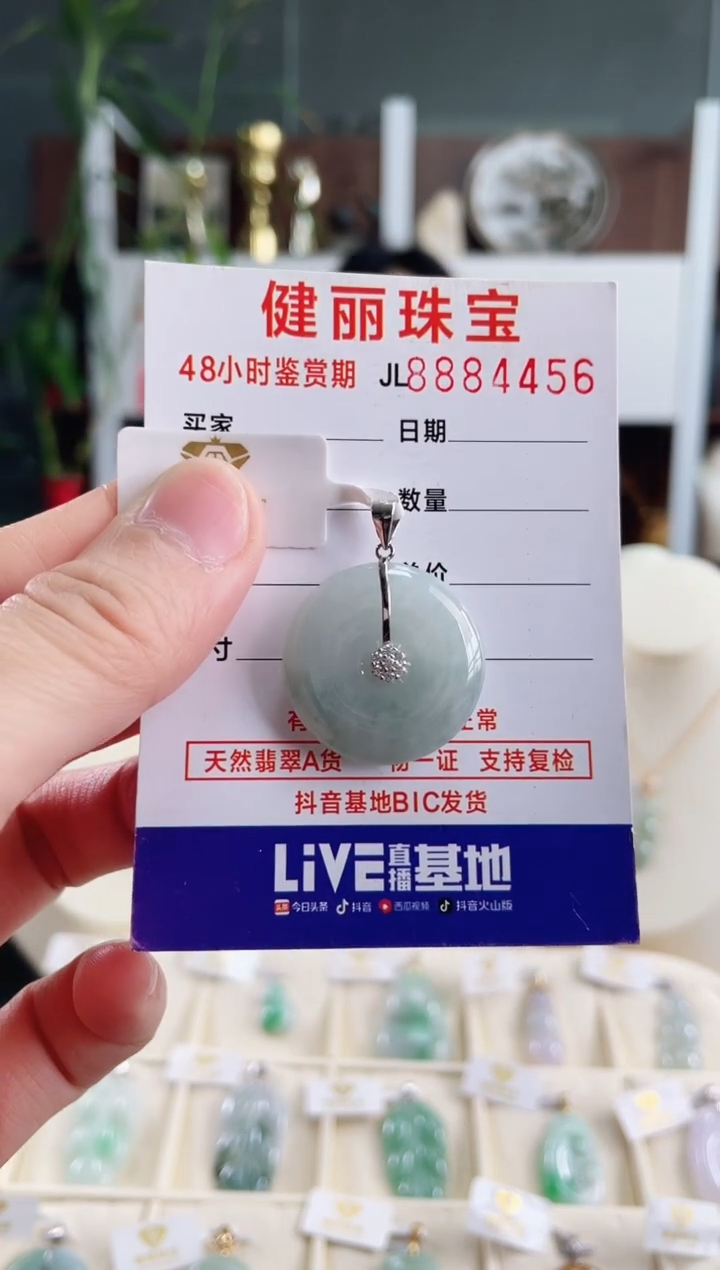 【闪购商品】翡翠颈饰银S925镶嵌天然缅甸翡翠 平安扣(一物一证)