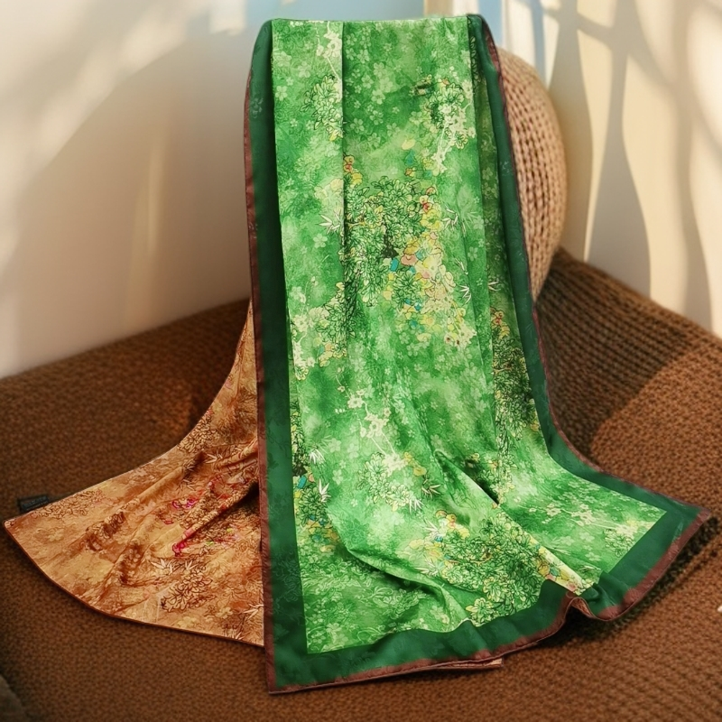 清 门店款SHSTORY品牌捡漏B16双面180*70cm香雪浮岚重磅萝长巾女