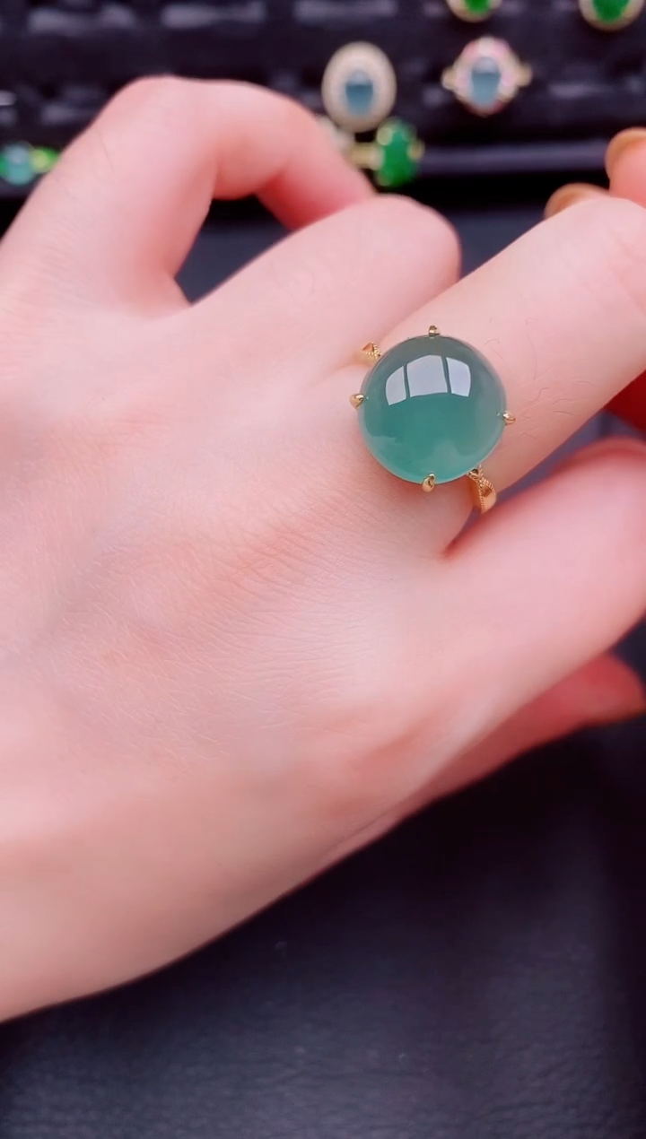 【闪购商品】翡翠戒指银S925镶嵌天然a货翡翠388
