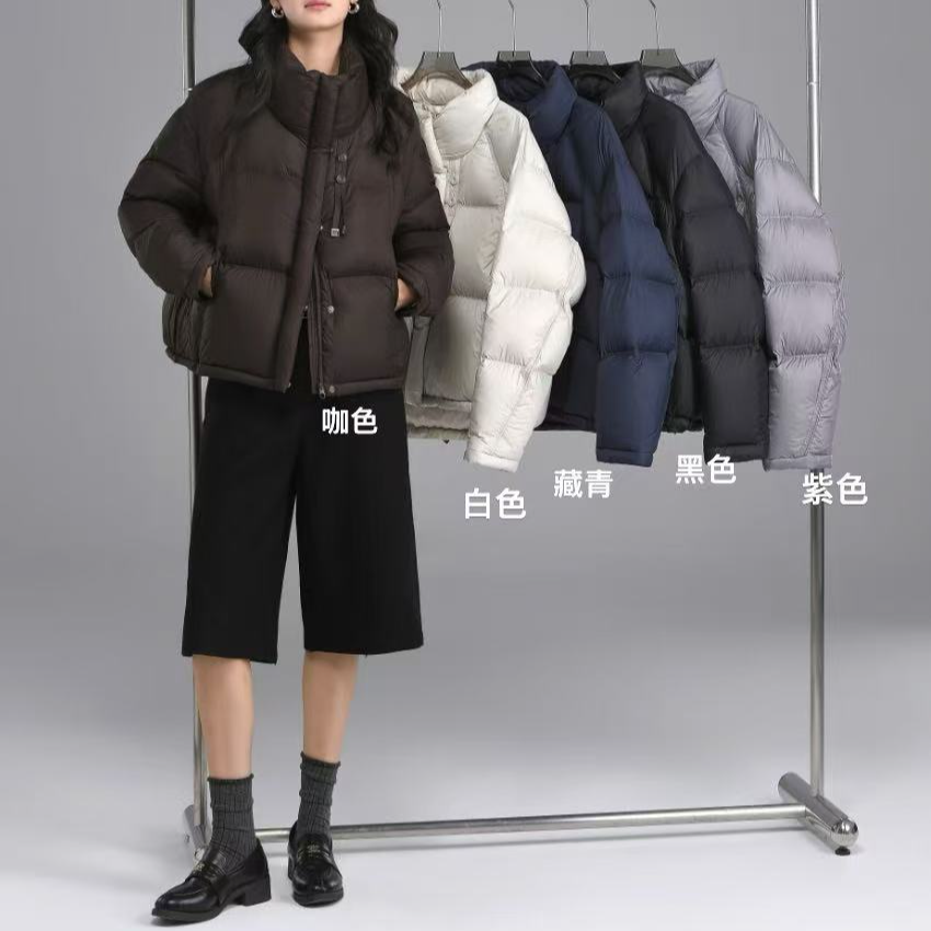 2055号7726#百搭简约立领双口袋休闲填充外套