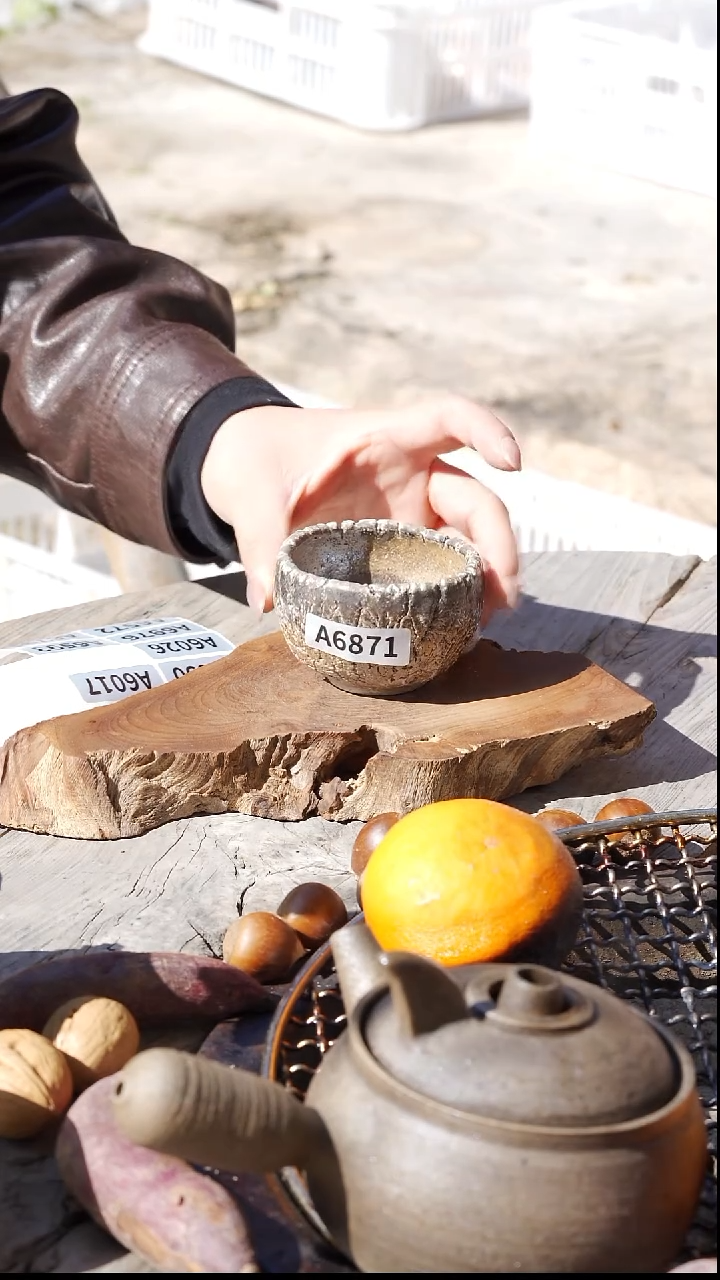 瓷片柴烧手工杯A6871