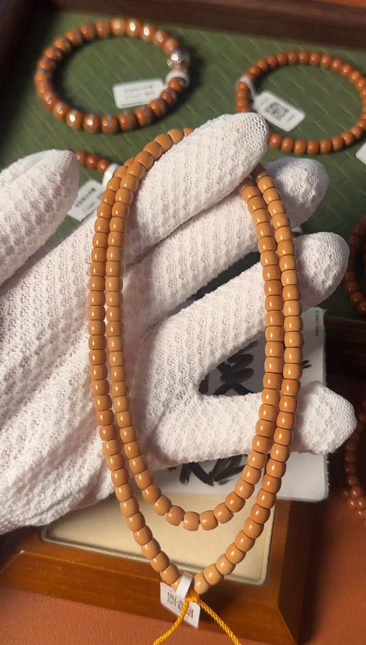 手串橄榄核【168核尖】5.7mm老挝一代核尖直切108脖挂 面无白