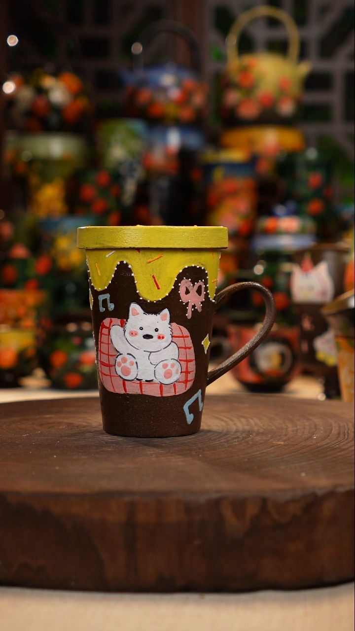 紫砂油画手绘釉下彩