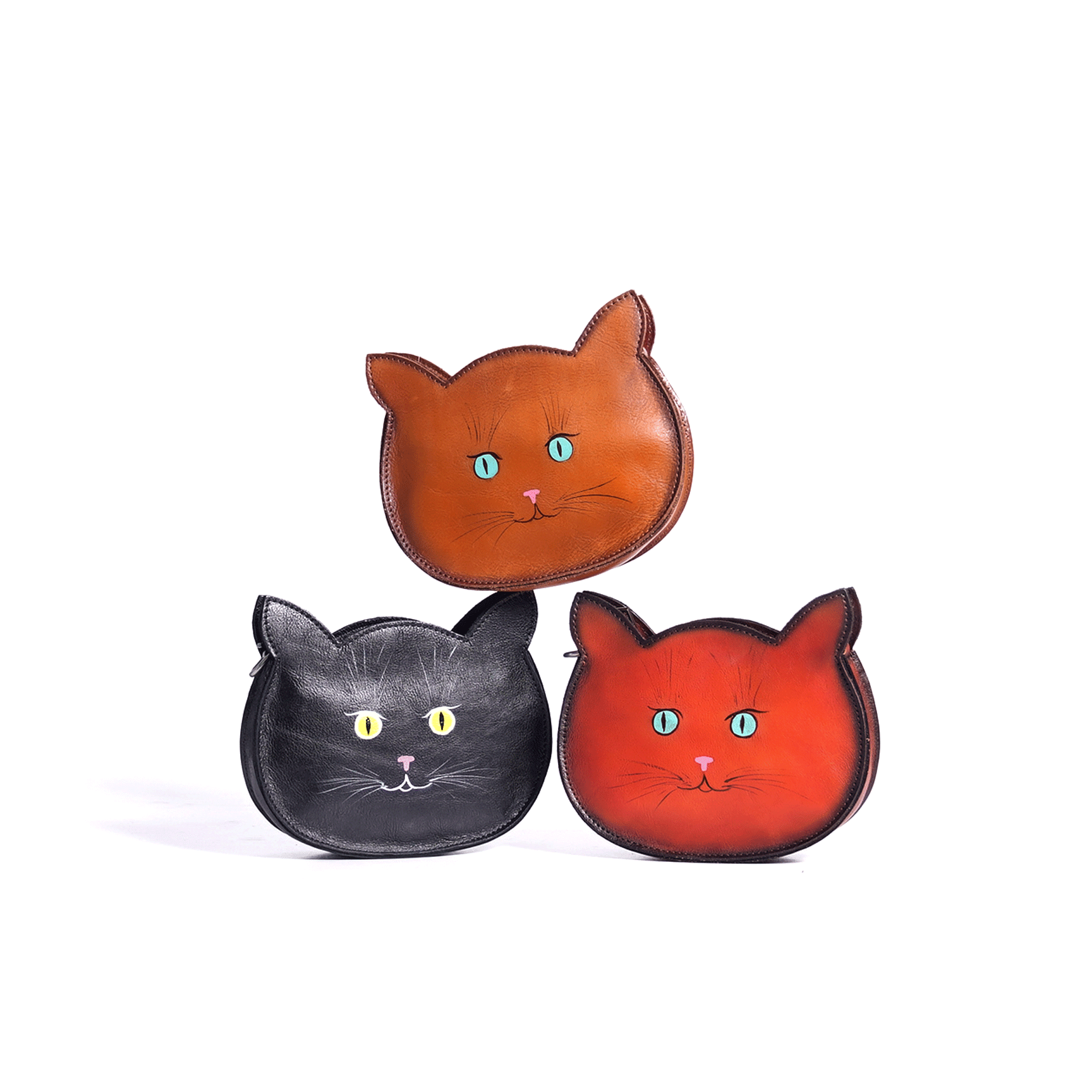 【李美丽专属】时尚复古百搭质感简约小猫可爱零钱单肩包-T6041