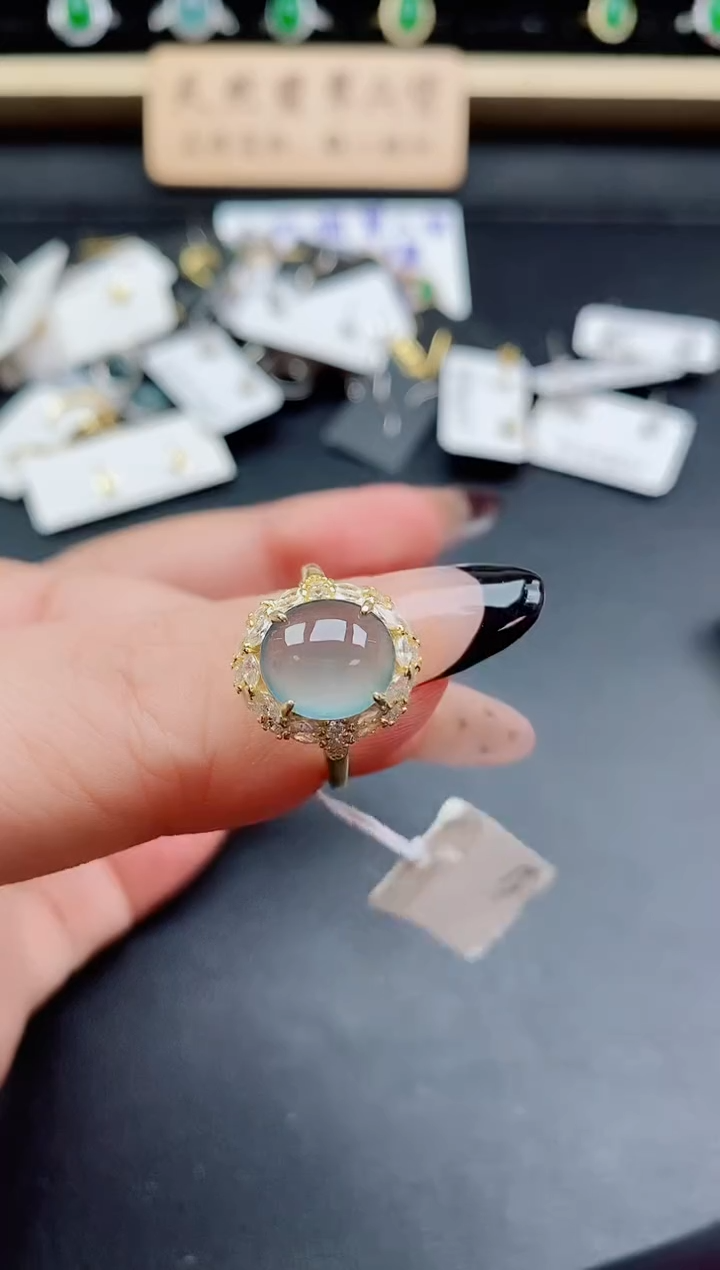 银S925镶嵌戒指翡翠1