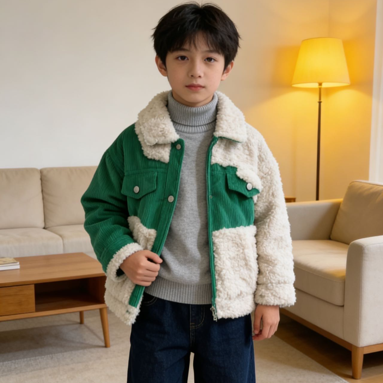 2362高端专享秋冬毛毛衣米绿