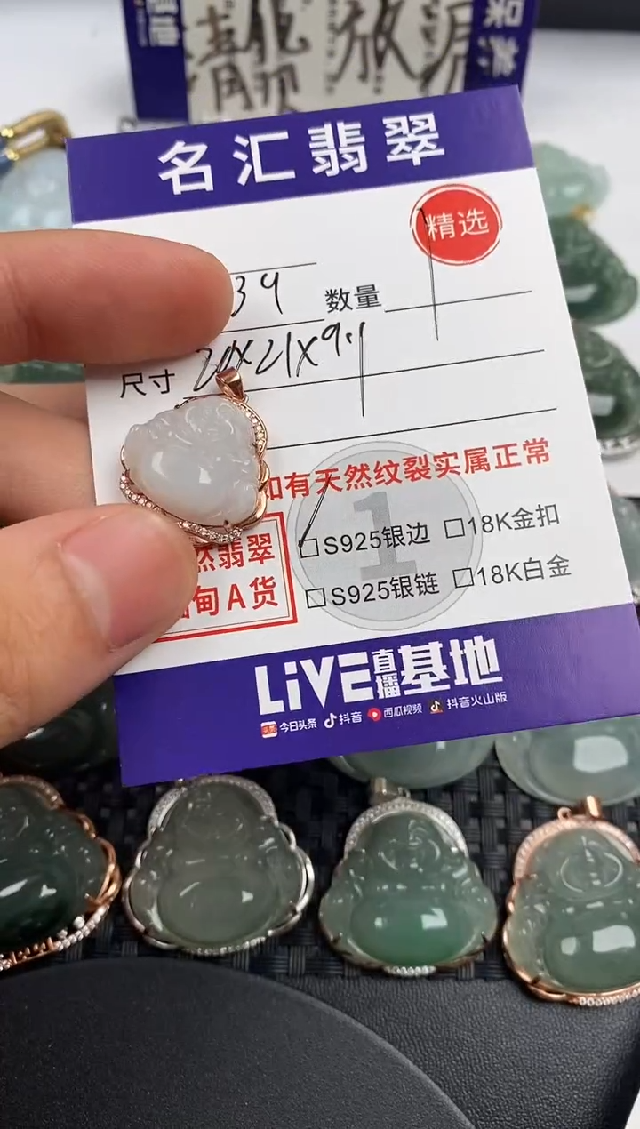 颈饰银S925镶嵌翡翠·