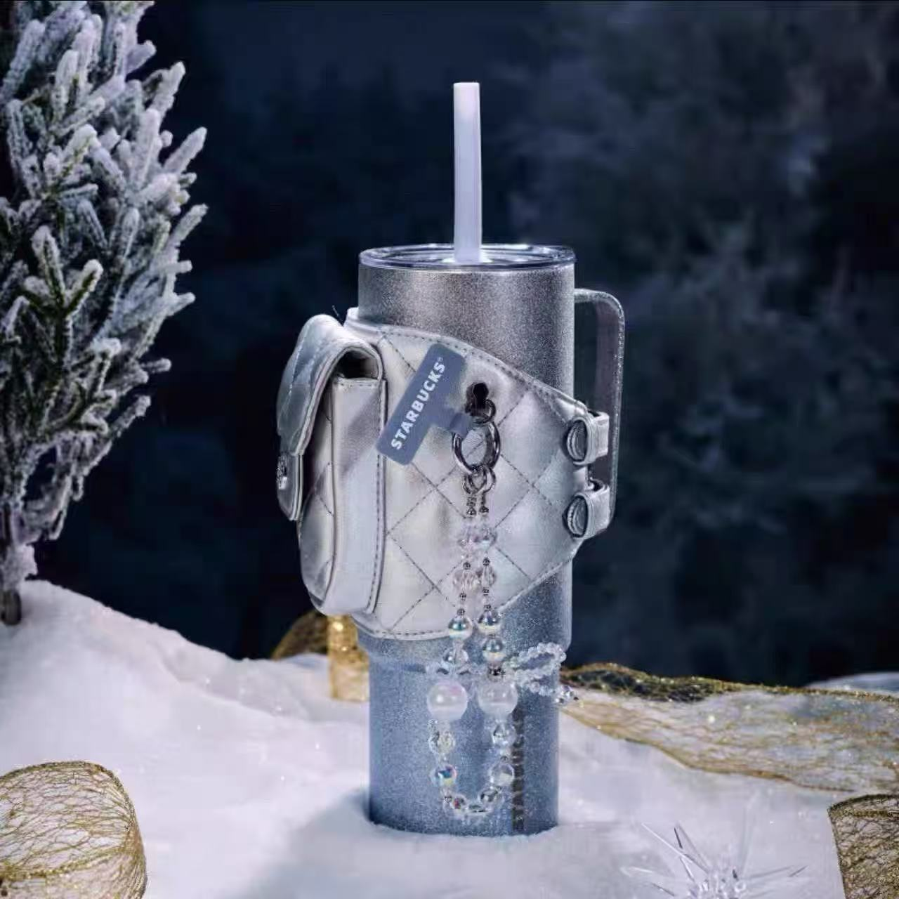 星巴克杯子雪耀奇境冰雪高颜值不锈钢保温玻璃吸管马克杯送礼