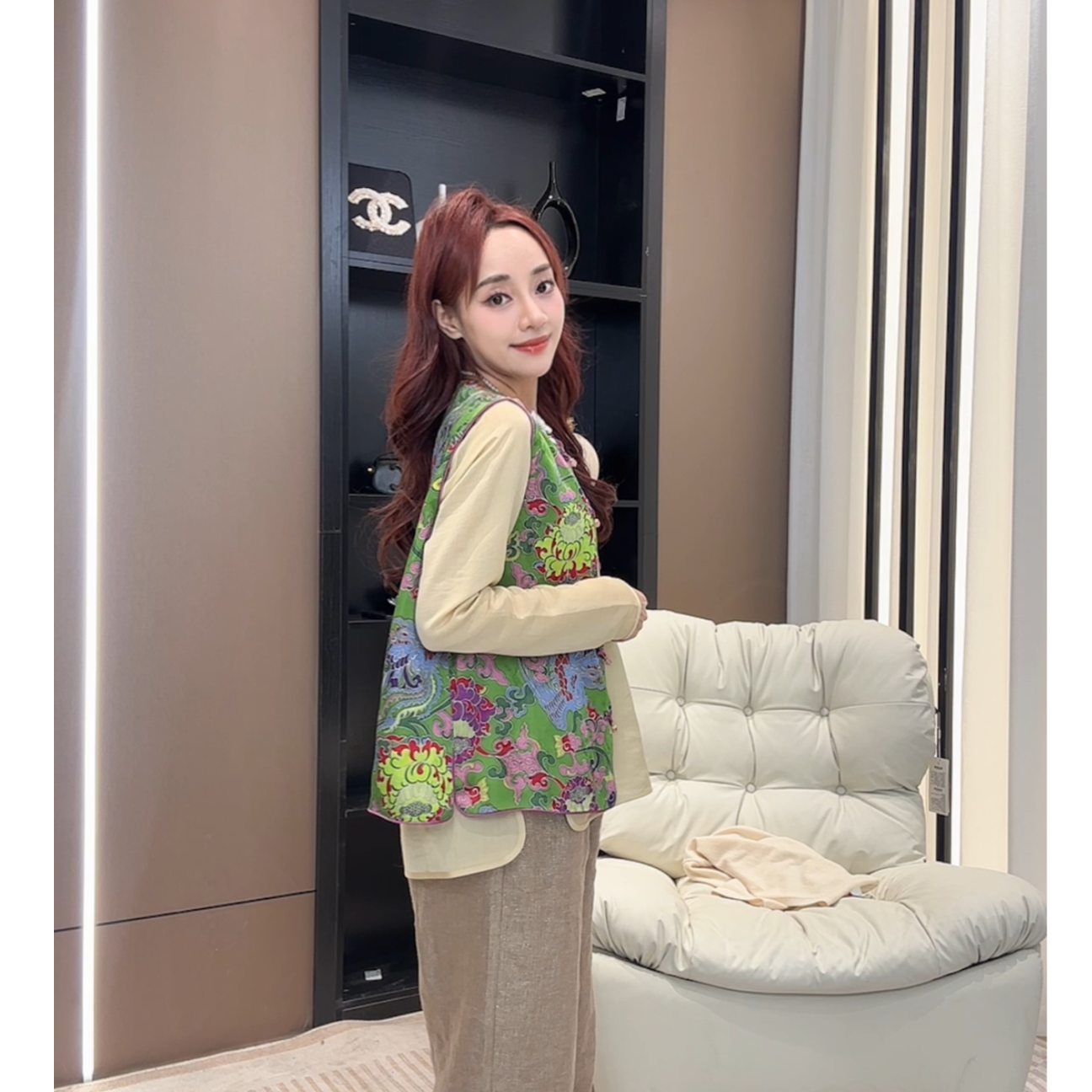 【芊颜家】嫣红柳绿早春高端气质时尚国风女装马甲16126