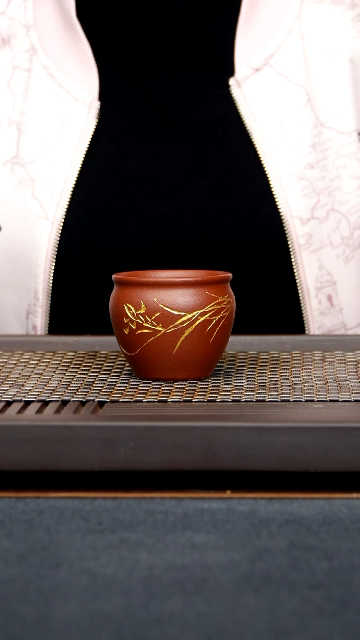 茶壶朱泥素*兰花缸杯原矿零添加小煤窑生砂朱泥全手工制作160毫升