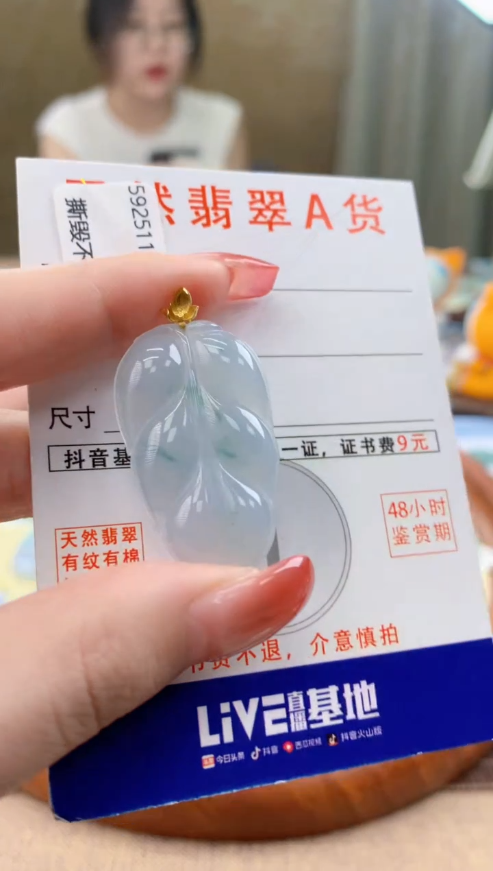 颈饰18K金镶嵌翡翠天然A货翡翠挂件