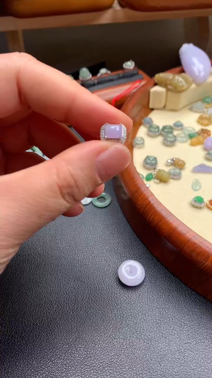 【闪购商品】翡翠戒指银S925镶嵌翡翠戒指紫