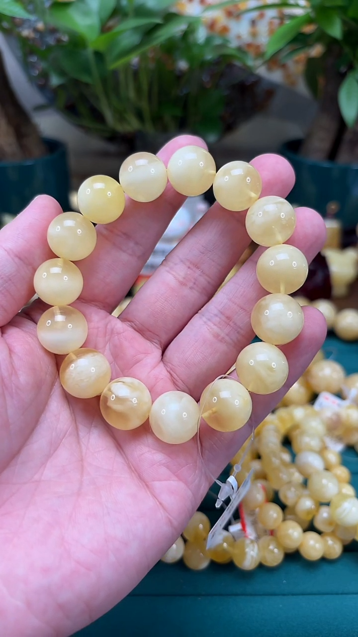 手链蜜蜡未镶嵌p103金白妖花蜜蜡单圈 27克 14+mm