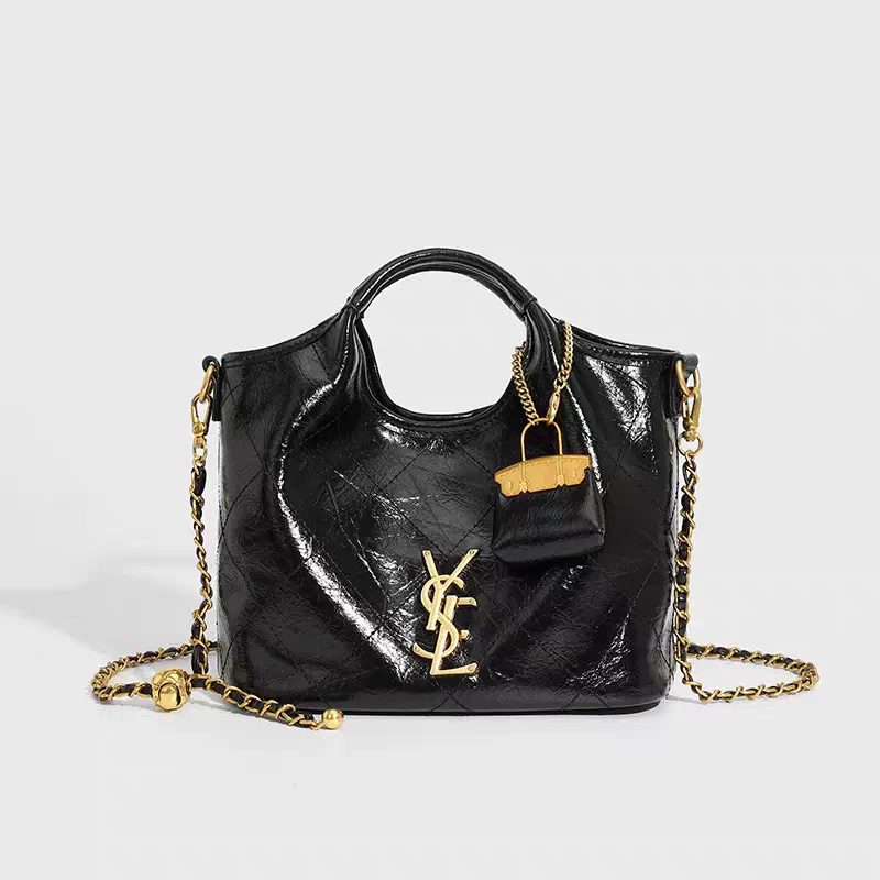 2025新款菜篮子包时尚百搭手提包女高级感菱格链条包单肩斜挎6691