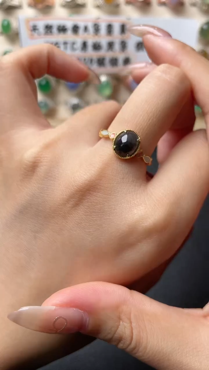 【闪购商品】翡翠戒指银S925镶嵌一物一证一礼盒