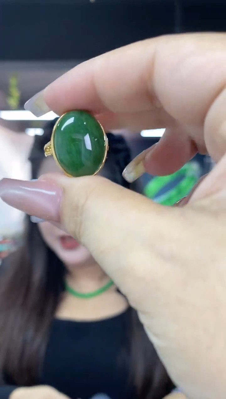 和田玉戒指银S925镶嵌多样性发其一颜色微差