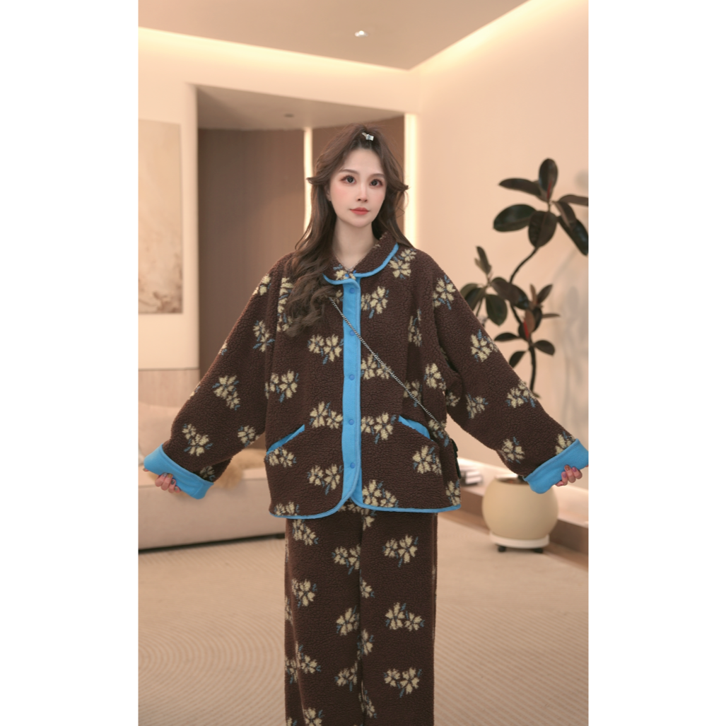 DM【蓝星花】高定设计款冬款加厚家居服套装女士