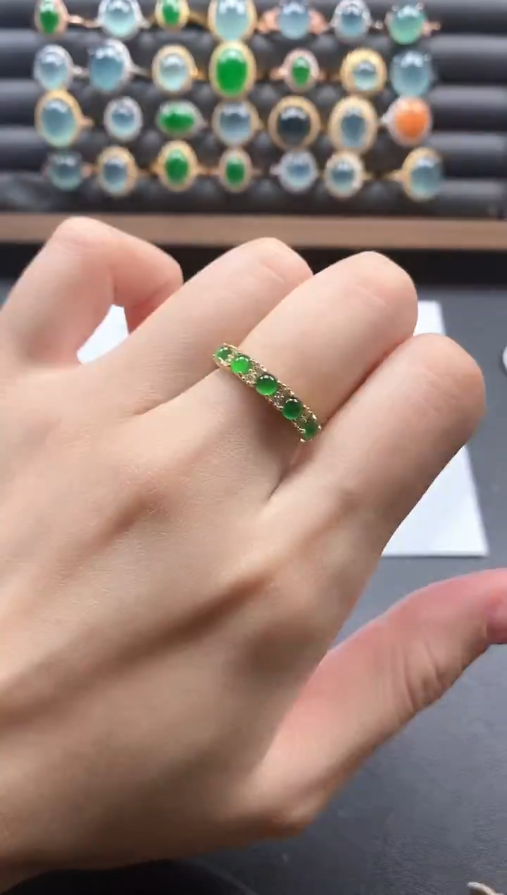 银S925镶嵌戒指翡翠51511-20