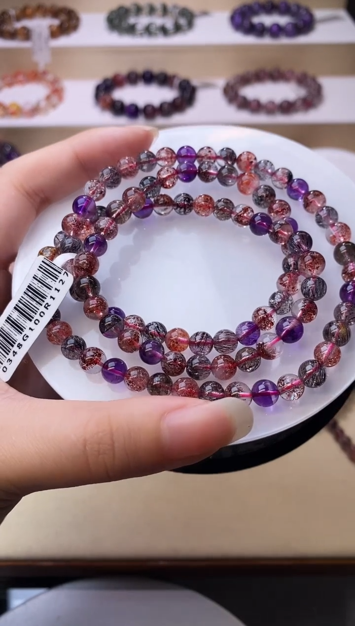【闪购商品】水晶手链未镶嵌黑加仑超七多圈6m+