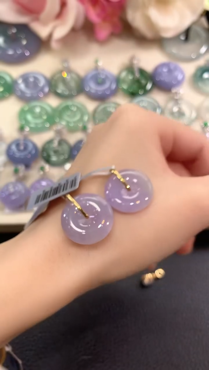 吊坠(不含链)18K金镶嵌翡翠冬日珠宝多样性发货一件Q12紫货有色差