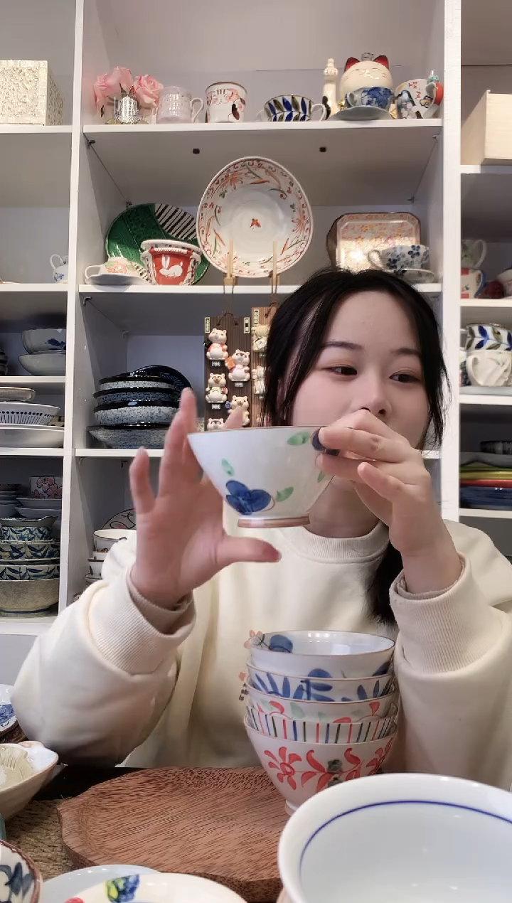 陶瓷手绘兰花斗笠饭碗11.5cm