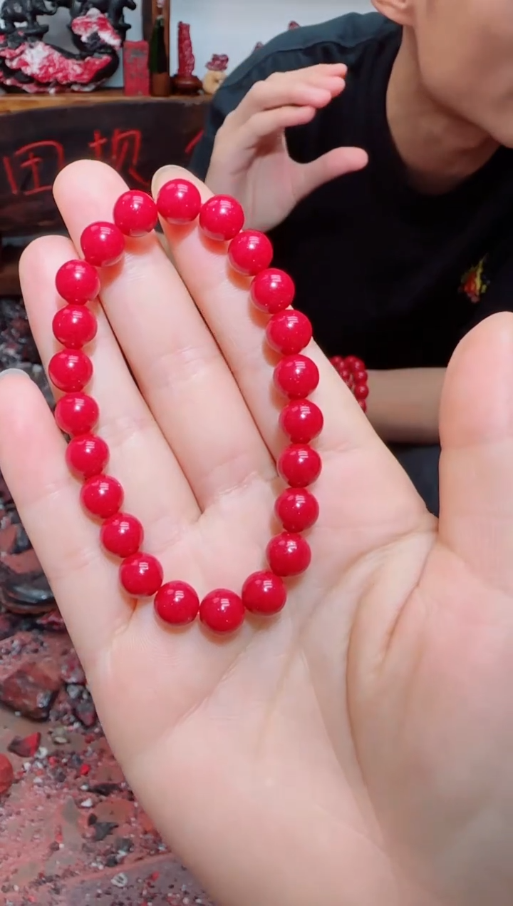 含辰砂工艺品红晶砂8mm