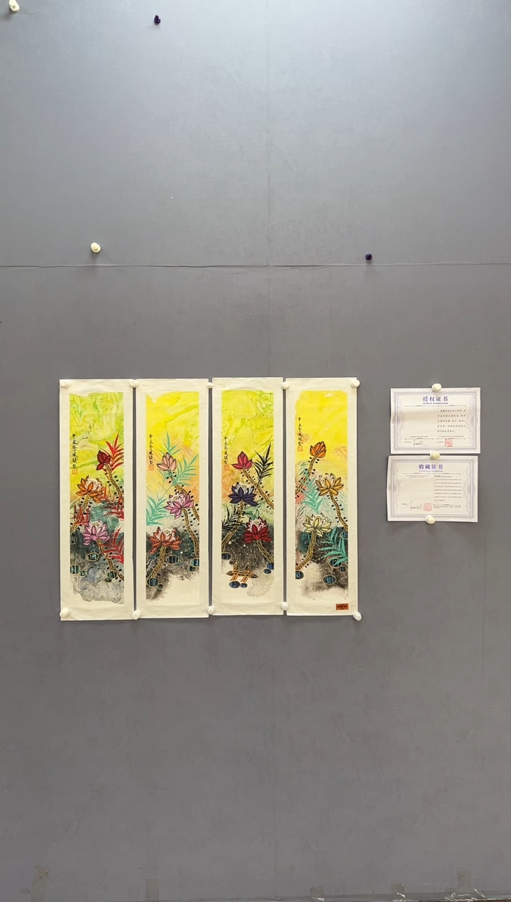 国画陈*龙杨风顺老师4pc花鸟作品