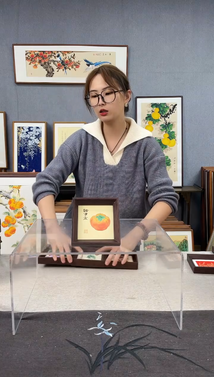 【闪购商品】国画5寸-小摆台作品-柿子